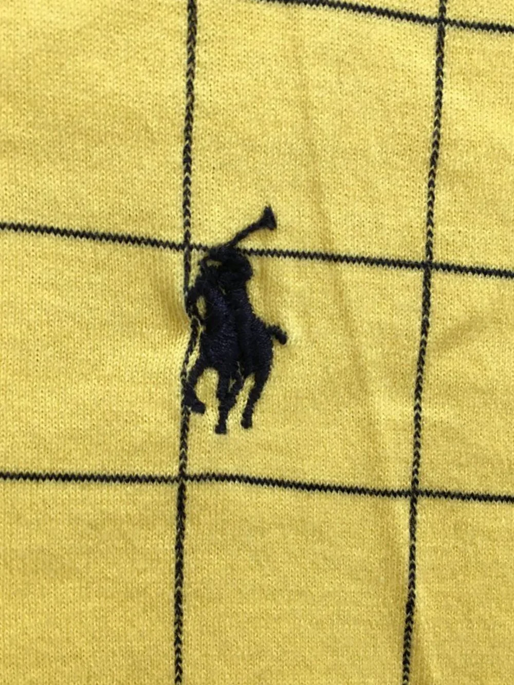 RALPH LAUREN Golf Yellow Blue Grid Checks Short Sleeve Polo Shirt